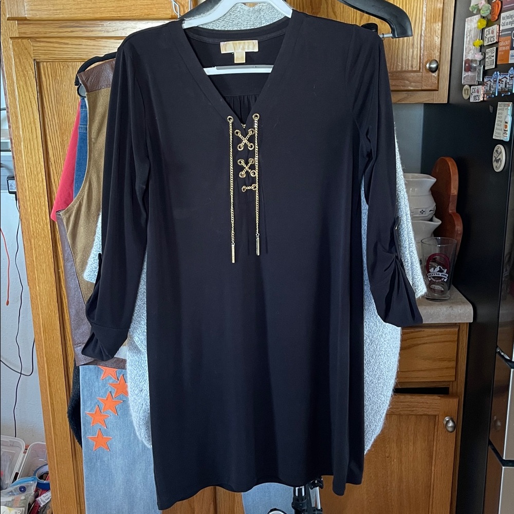 Michael Kors M Black Dress Lace Up Chain
